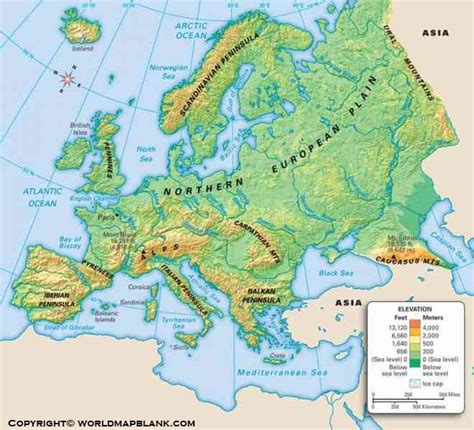 Mountain Ranges In Europe Map Map