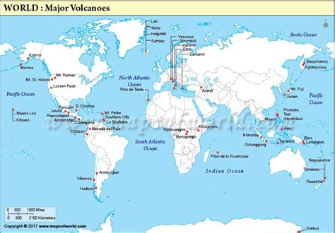 Where are some of the world's major active volcanoes? Answers