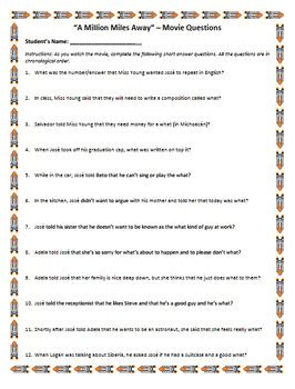 A Million Miles Away Worksheet Answers