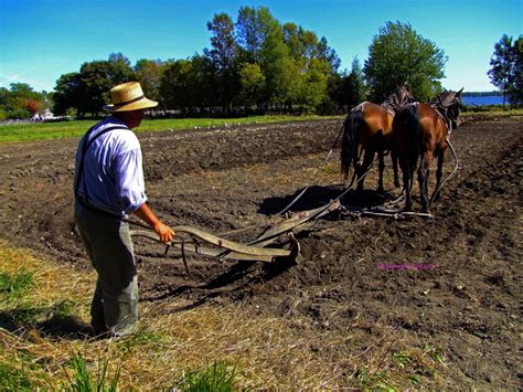 A Person Pulling A Farm Plow No Animal