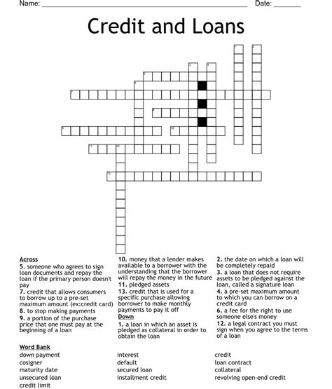 A Small Loan Crossword