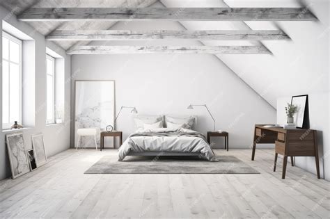 Attic bedroom with artwork