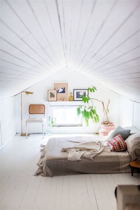 Attic bedroom with greenery