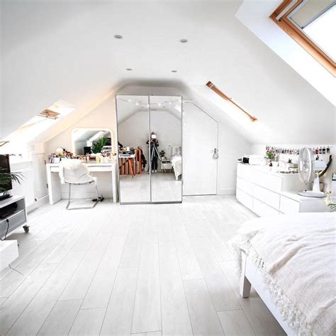 Attic bedroom with mirrors