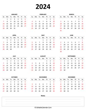 A5 2024 Calendar Printable