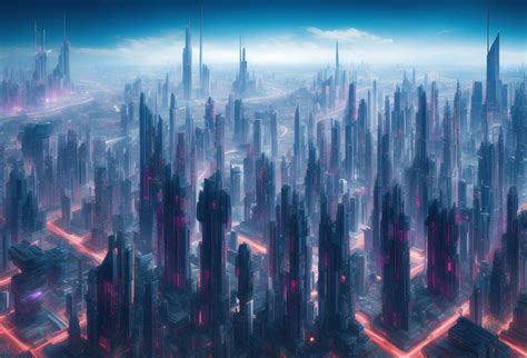AI Generated Digital Art of a Postapocalyptic Futuristic City with