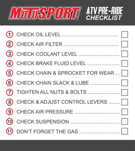 ATV checklist