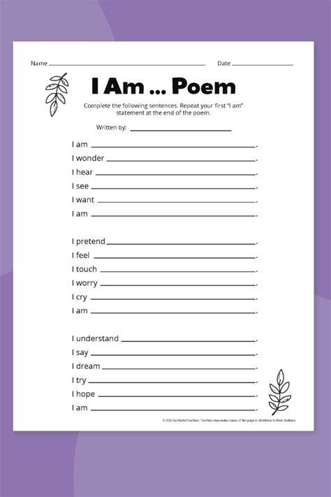 About Me Poem Template - Great Research