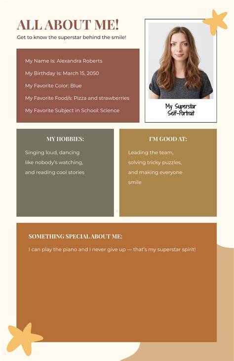 About Me Poster Template – Free Editable Template & Examples - Great ...