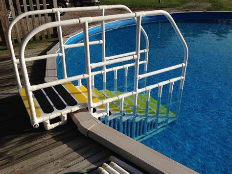 72.25" Gray Three Step Above Ground Swimming Pool Deck Ladder with