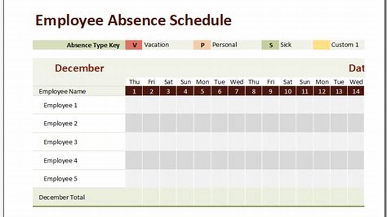 Absence Calendar Excel