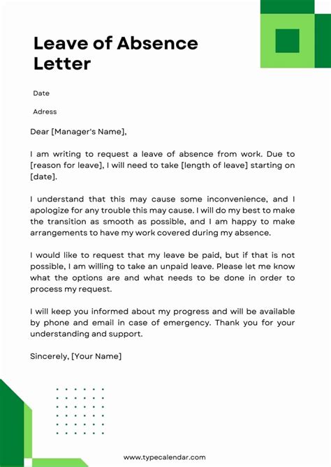 Absence Letter Template