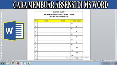 Absensi Word: Tabel & Rumus Mudah & Cepat