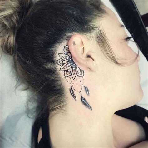 Abstract Creative Expressions Tattoo Behind the Ear