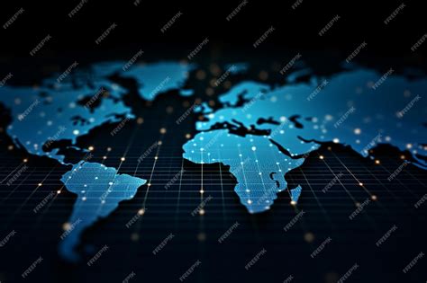 World Map with Shadow. Abstract Global Network Connections, Geometric
