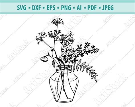 Download Abstract Line Art Plant in Vase SVG File - SVG Design Files