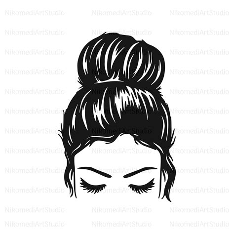 Download Abstract Line Art Woman with Bun SVG File - SVG Design Creativefabrica Free PSD Mockups