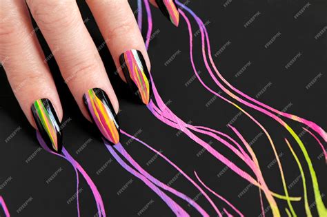 Abstract Manicure Multicolored Lines On