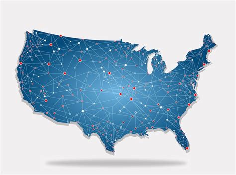 Abstract United States Line Map, Vector Stock Vector Illustration of