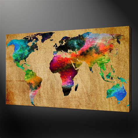 Abstract 3D World Map Canvas Painting Modern Globe Map HD Print On