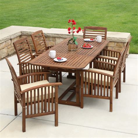 Gallagher Outdoor Acacia Wood 7pc Dining Set, Teak Finish
