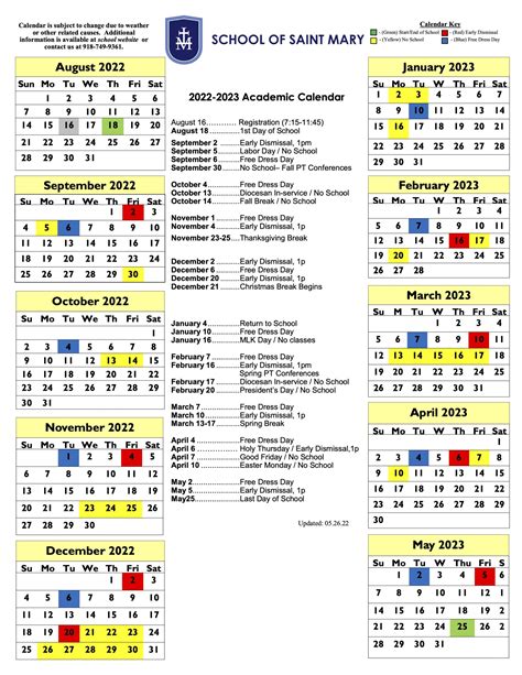 Academic Calendar St Marys University