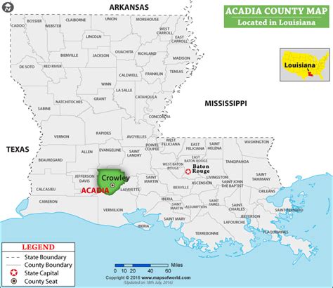 Acadia Parish Map, Louisiana
