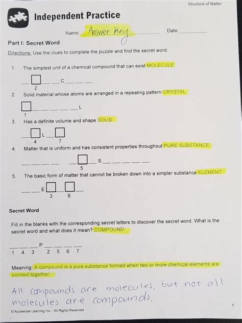 Accelerate Learning Worksheet Answers Key