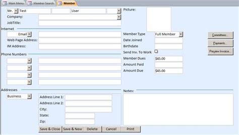 Access Membership Database Template