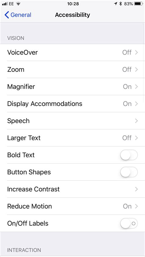 Accessibility Settings for iOS