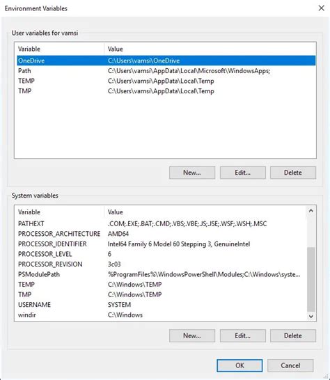 Accessing Environment Variables Settings - Windows