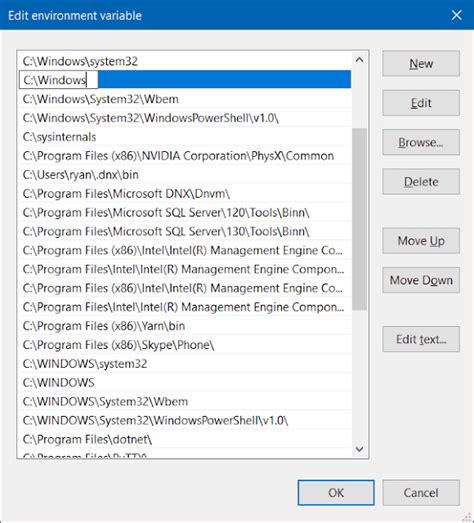 Accessing Environment Variables Settings - Windows