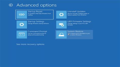 Accessing the Advanced startup tool through Windows Settings