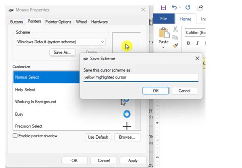 Accessing the Mouse Properties Pane