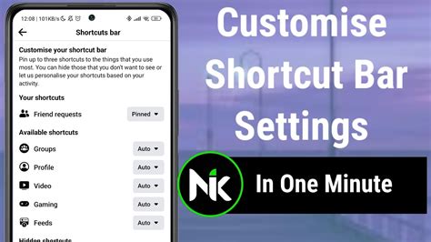 Accessing the Shortcut Bar Settings