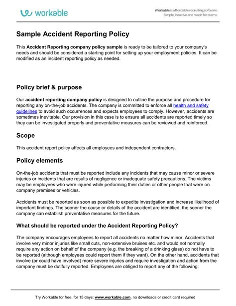 Accident Reporting Policy Template