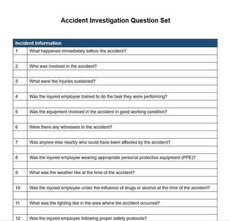 Accident Investigation Questions