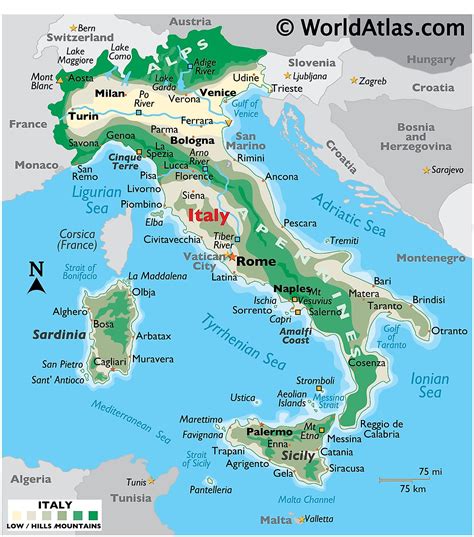 Map of Italy and geographical facts, Where Italy is on the world map