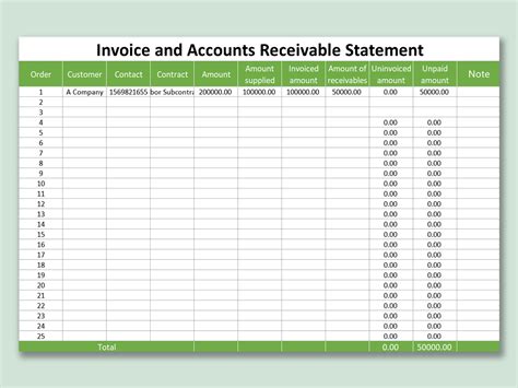 Account Receivable Statement Template