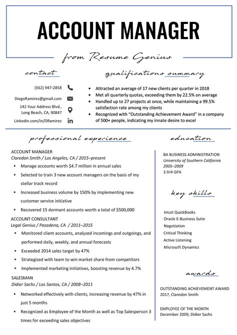 Account Manager Resume Template