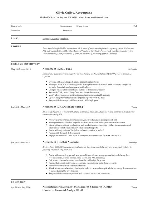 Accounting Resume Examples And Samples