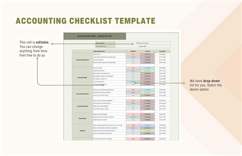 Accounting Checklist Template