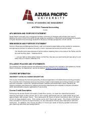 Accounting Course Catalog Azusa Pacific University