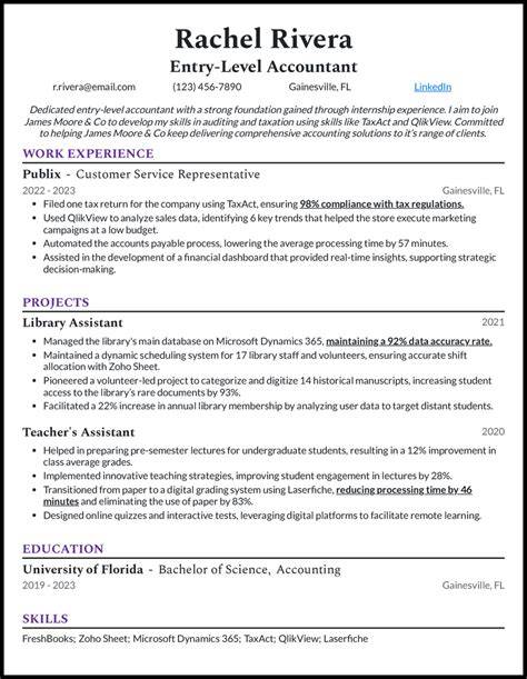 Accounting Entry Level Resume