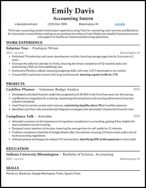 Accounting Student Resume For Internship At Resume Examples