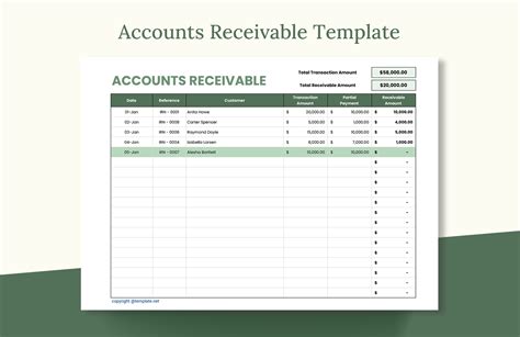Accounts Receivable Template Database