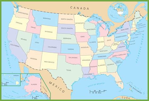 Political Map of USA with States Stock Vector Illustration of vector
