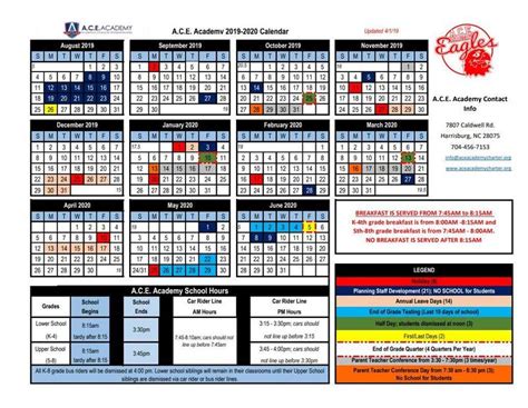 Ace Academy Calendar