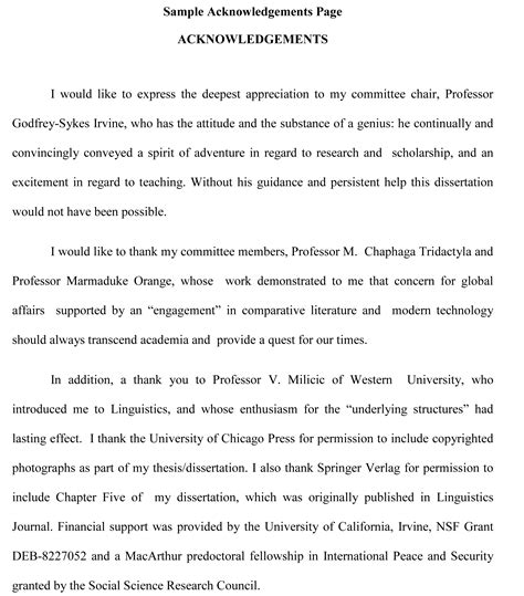 Acknowledgement Dissertation Template