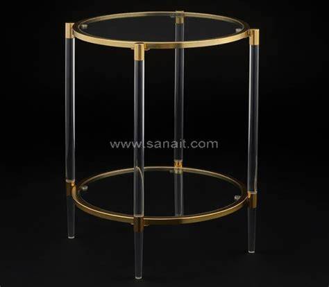 Acrylic And Brass Side Table
